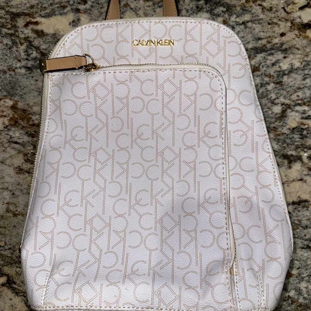Calvin Klein White and Tan Women's Backpack